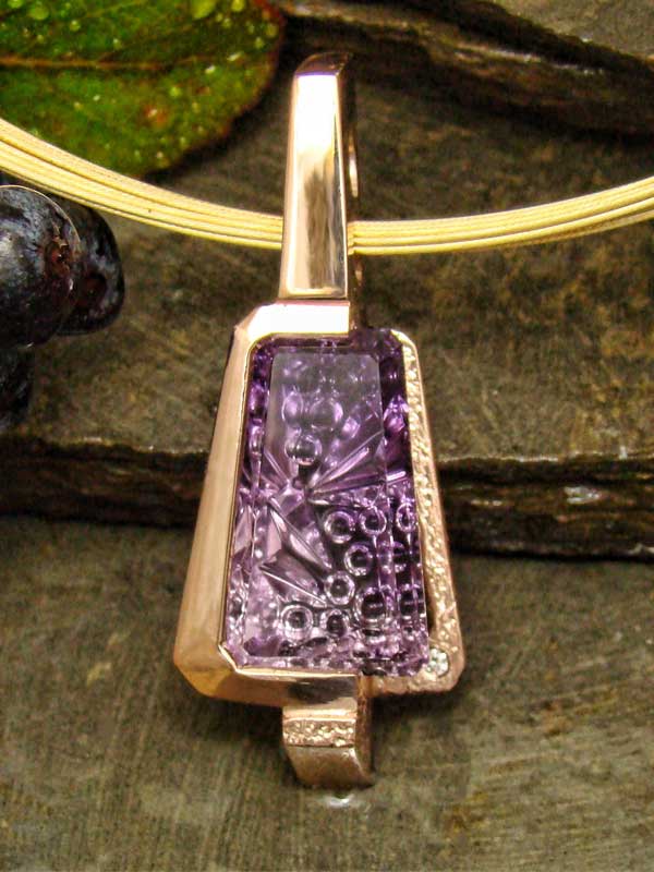 Amethyst and Rose Gold Pendant Custom designed by Peter Barr