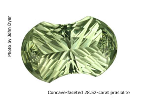 Concave-faceted prasiolite