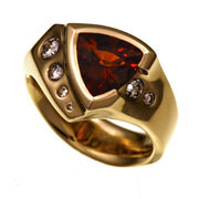 Giede design Spessartite and diamond ring