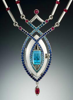 Blue Zircon Necklace custom design by Lisa Krikawa